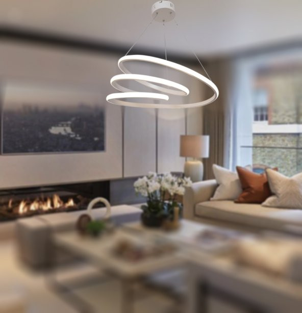 TT Aydınlatma TT301-BY  Yay Modeli Mat Beyaz Led Avize - Resim 4