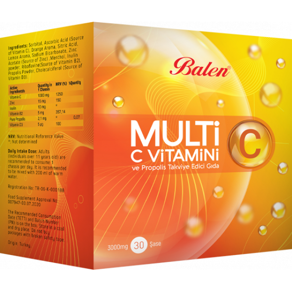 Balen Multi C Vitamini ve Propolis 3000 mg 30 Şase
