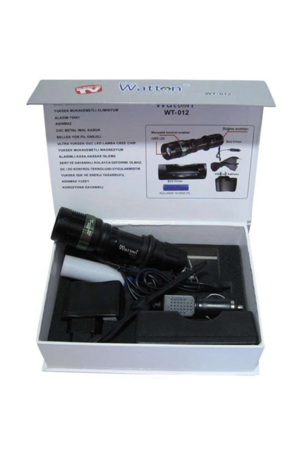 Watton Wt-012 Zoomlu Oto Pc Şarjlı El Feneri - 6