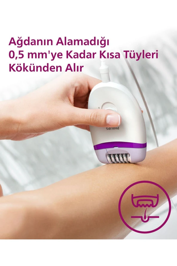 Philips BRE225/05 Kablolu Epilatör,Bacak İçin Kullanım,2 Hız Ayarı,Yıkanabilir Başlık - 2