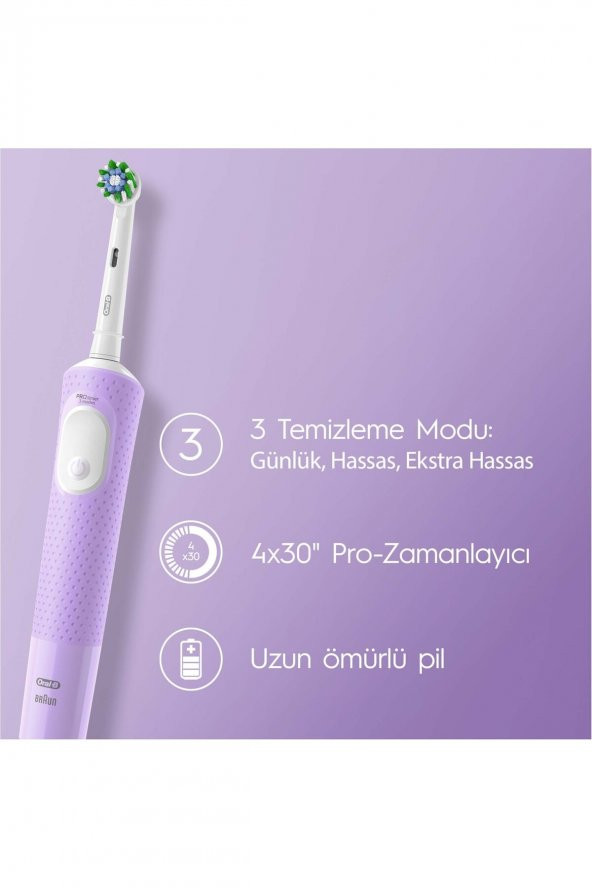 Oral-B Şarjlı Elektrikli Diş Fırçası Vitality Pro Lila +Oral-B Pro Onarım 50ML Diş Macunu - 3