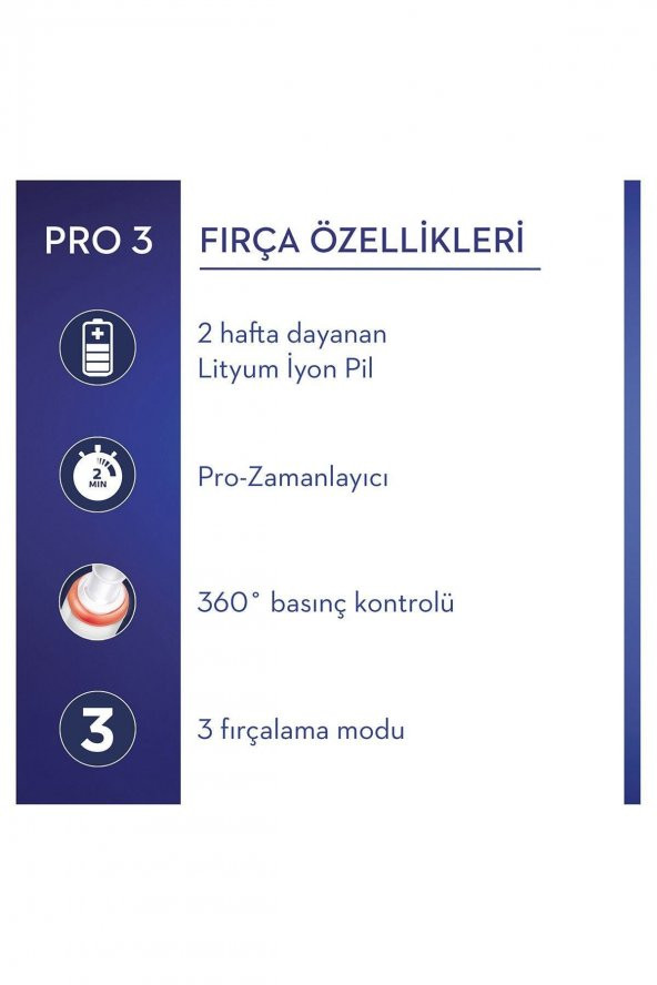 Oral-B Pro 3500 Şarj Edilebilir Diş Fırçası Siyah + Başlık - 3