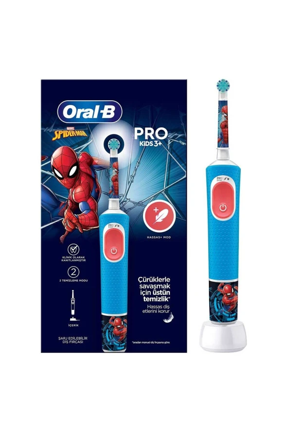 Oral-B Vitality Pro Spiderman Özel Seri Çocuklar İçin Şarj Edilebilir Diş Fırçası