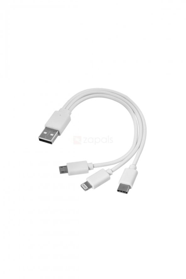 WOZLO 3 In 1 Usb Data Şarj Kablosu Mikro Usb Iphone Lightning Usb Type-c Android Ios Uyumlu - 2