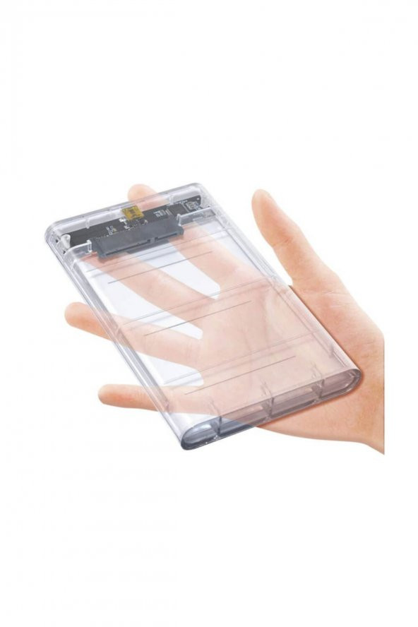 WOZLO 2.5 Inç Sata Usb 2.0 Harddisk Kutusu - Şeffaf - Mini Usb - 2