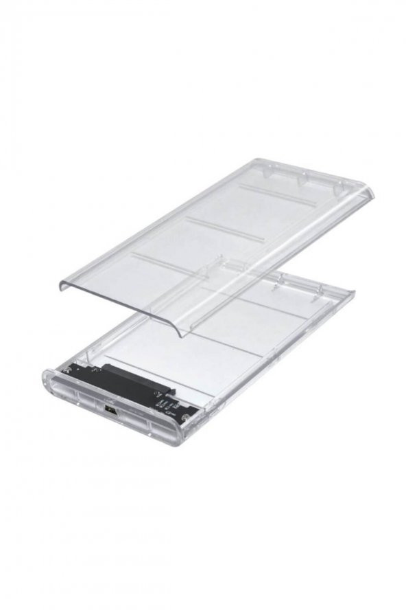WOZLO 2.5 Inç Sata Usb 2.0 Harddisk Kutusu - Şeffaf - Mini Usb - 3