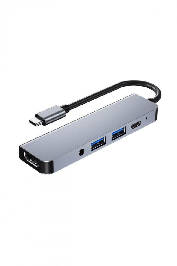 WOZLO Usb Type-c To Hdmi 4k Audio Ses Usb-c / 2xusb 3.0 Hub Otg Adaptör Çevirici Dönüştürücü Kablo 5 In 1 - 3