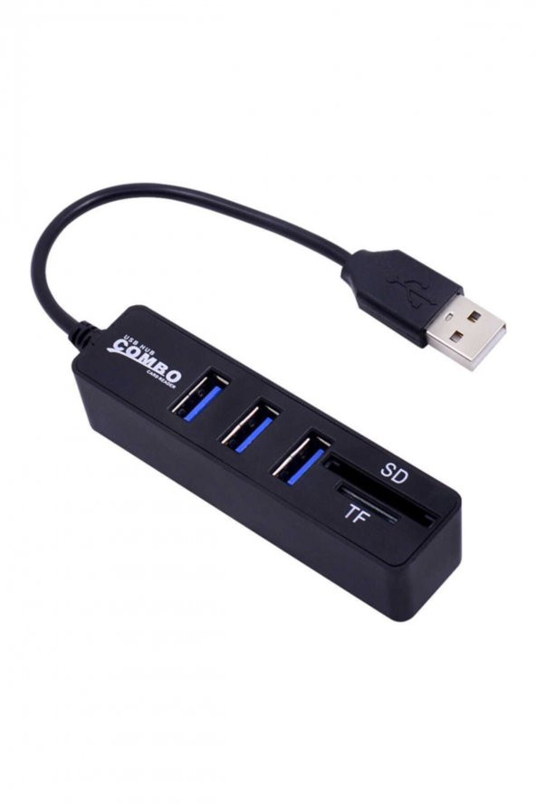 WOZLO 3 Port Usb 2.0 Çoklayıcı Hub Kart Okuyucu 2 In 1 Combo Sd / Tf