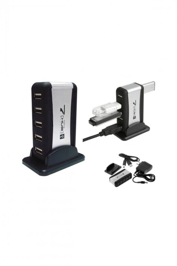 WOZLO 7 Port Usb Çoklayıcı Usb Hub Çoğaltıcı - Adaptörlü Pc Notebook