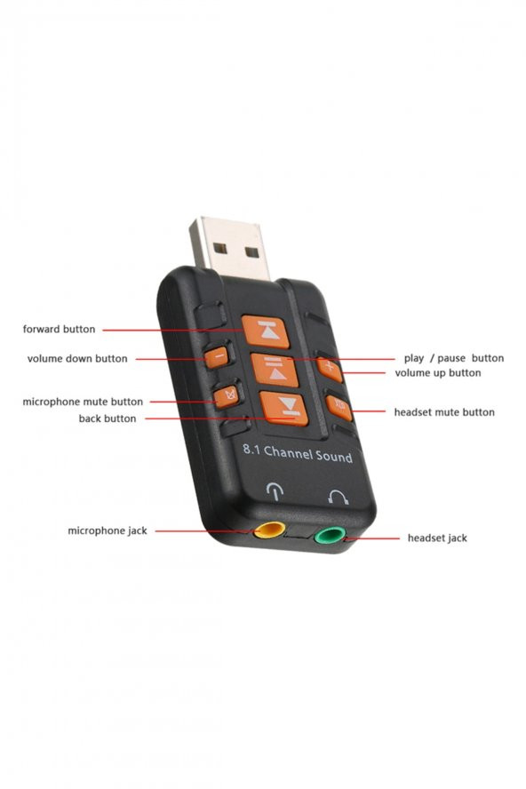 WOZLO 8.1 Usb Ses Kartı Virtual Sound 3d - Usb Harici Ses Kartı Chipli Versiyon - 3