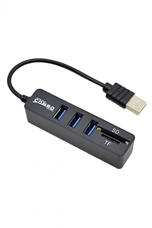 WOZLO 3 Port Usb 2.0 Çoklayıcı Hub Kart Okuyucu 2 In 1 Combo Sd / Tf - 3