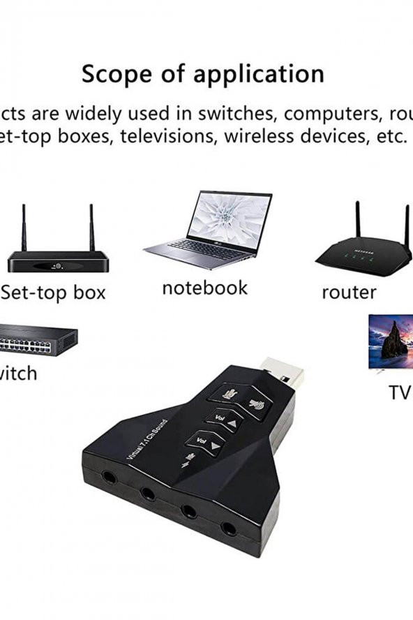WOZLO 7.1 Usb Ses Kartı Usb Sound Kart Virtual 3D Çevirici - 3