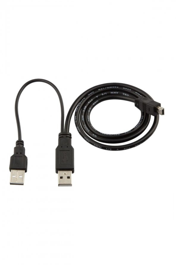 BASTORE Harici Diskler Için 2 Usb 5 Pin Mini Usb Y Kablo Harddisk Kablosu - 2