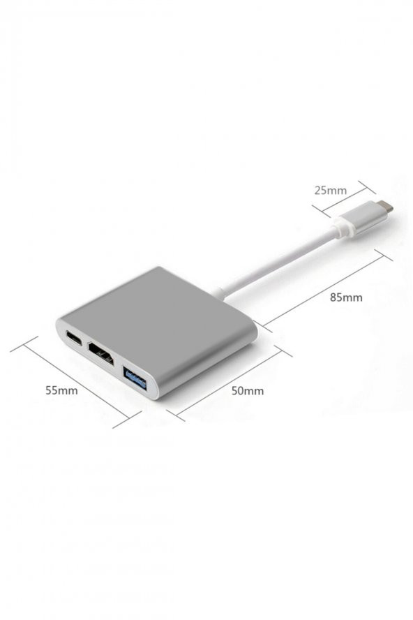 WOZLO Usb 3.1 Type-c To Hdmi Usb 3.0 Port Usb C Şarj Çevirici Adaptör - Type-c Mhl Kablo - 2