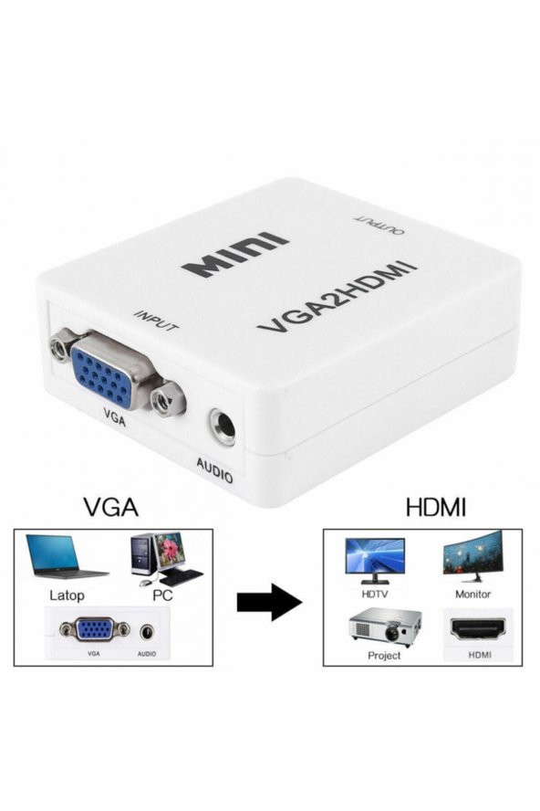 WOZLO Vga To Hdmi Çevirici Dönüştürücü Ses Çıkışlı Analog To Dijital