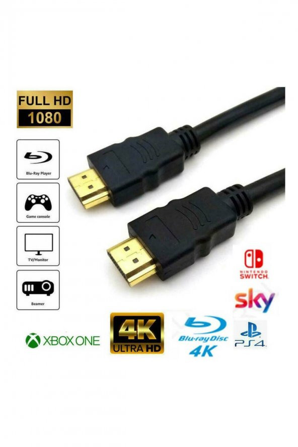 WOZLO Hdmi Kablo 4k 3d Ağ Destekli Altın Uçlu 4k 60hz 18g Bps Ultra Hd 4k Ethernet Hdmi Kablosu - 20 Mt