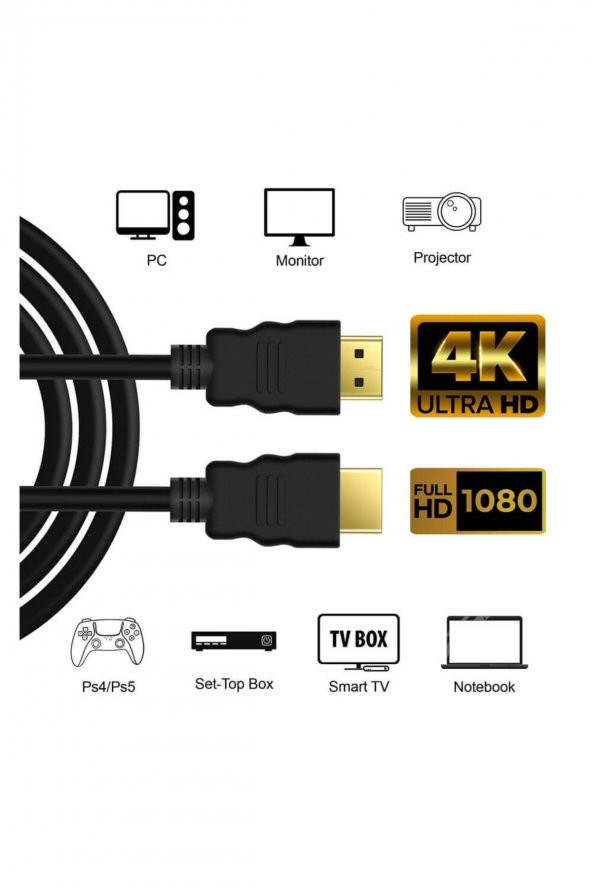 WOZLO Hdmi Kablo 4k 3d Ağ Destekli Altın Uçlu 4k 60hz 18g Bps Ultra Hd 4k Ethernet Hdmi Kablosu - 5 Mt - 3
