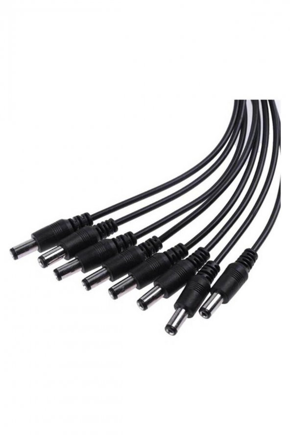 BASTORE 8li Dc Adaptör Çoklayıcı Kablo 5.5*2.1mm - 1 Dişi 8 Erkek - Şerit Led Cctv Power Jack - 40cm - 2