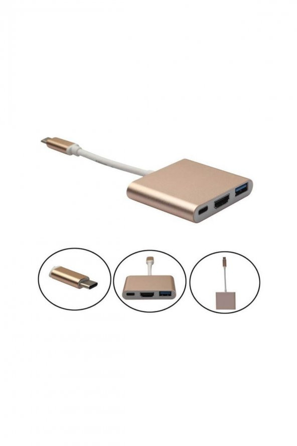 BASTORE Usb 3.1 Type-c To Hdmi Usb 3.0 Port Usb C Şarj Çevirici Adaptör