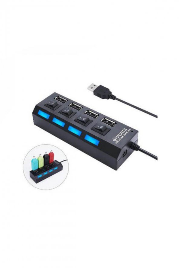 BASTORE 4 Port Usb 2.0 Çoklayıcı Hub Işıklı On Off Düğmeli 5v2a Adaptörlü - 3