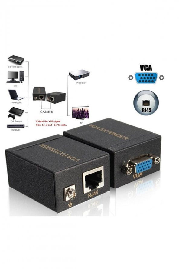 BASTORE Vga Extender (ADAPTÖRSÜZ) Cat5 Cat 6 Ile 60 Metre Vga Uzatma - Resim 2