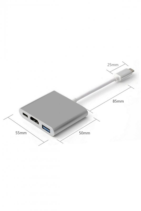 BASTORE Usb 3.1 Type-c To Hdmi Usb 3.0 Port Usb C Şarj Çevirici Adaptör - Type-c Mhl Kablo - 3