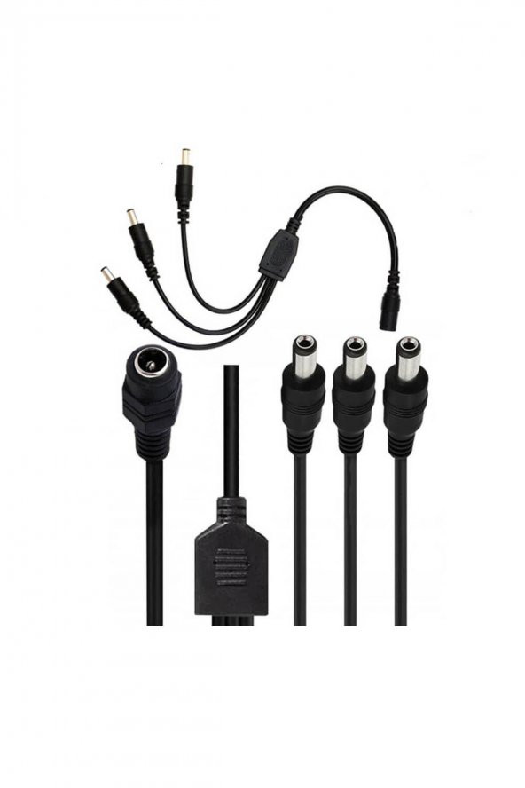 WOZLO 3 Başlı Dc Adaptör Çoklayıcı Kablo 5.5*2.1mm - 1 Dişi 3 Erkek - 40cm - Resim 2