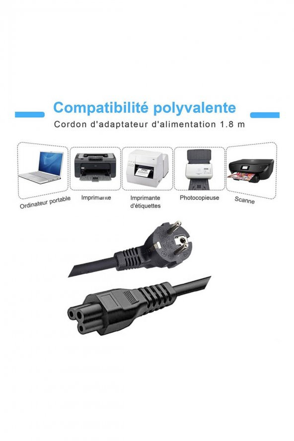 WOZLO Laptop Adaptör Yonca Power Elektrik Kablosu 3*1.5mm Bakır Kablo 1.8m - 3