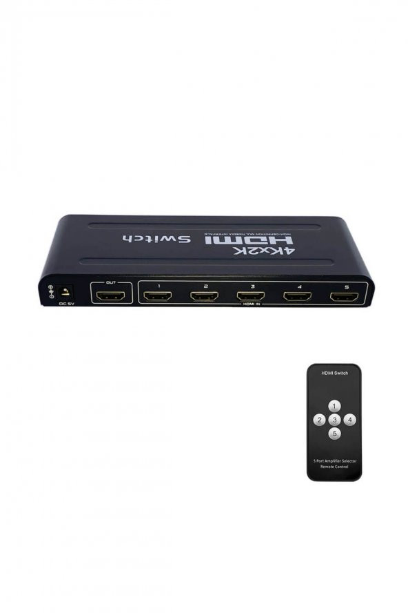 BASTORE 5 Port Hdmı Switch Çoklayıcı 4k 3d 1080p - Metal Kasa - Kumandalı - Adaptörlü - 2