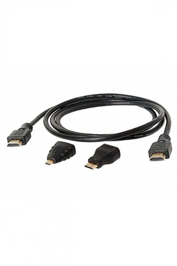 Alfais Al-4699 1.5 Metre 1.4v Hdmi Kablo ve Mini Micro Uç Çevirici 3ın1 Dönüştürücü