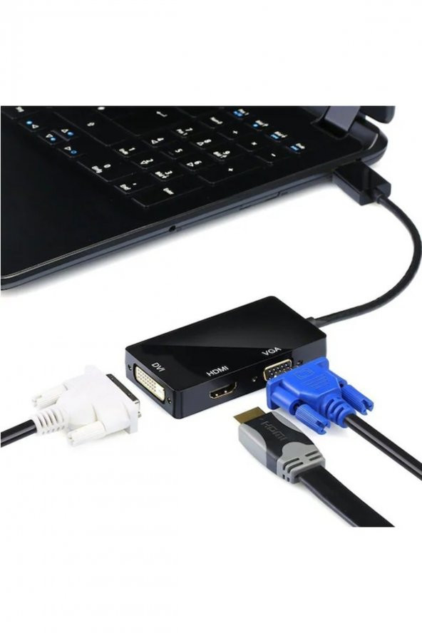 BASTORE Mini Displayport To Hdmi Dvi Vga Çevirici Kablo Macbook Görüntü - 3