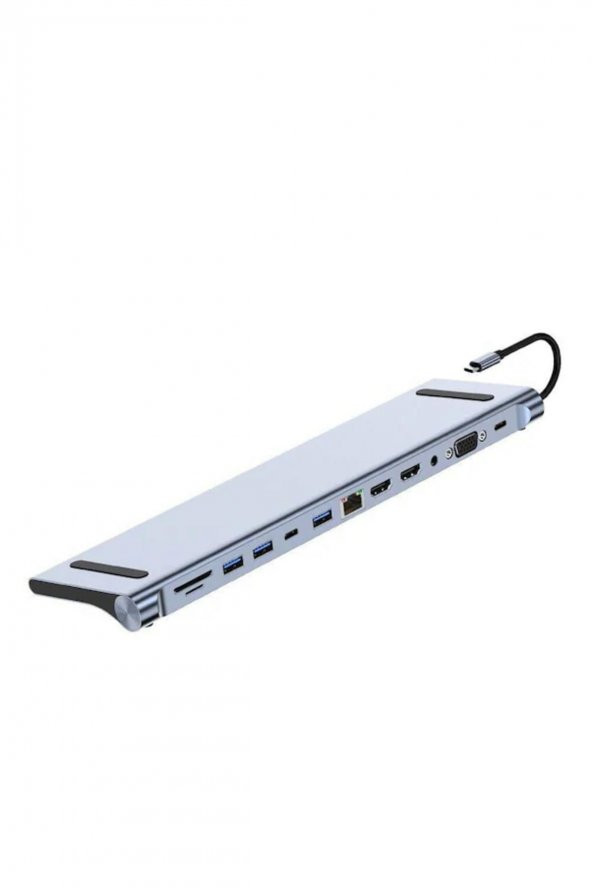 BASTORE Usb Type C 3 1 To 2x Hdmı 4k Vga Ethernet Usb 3 0 Hub Kart Okuyucu Pd100w Çevirici Kablo