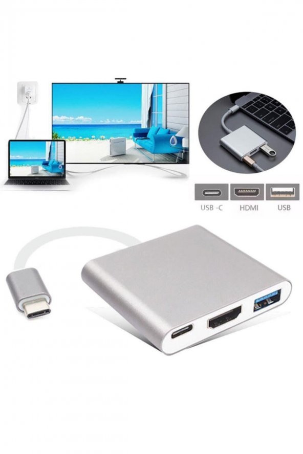 BASTORE Type C To Hdmi Usb 3.0 Uyumlu Çevirici Macbook Ipad Pro 11 Inç A1980 A1979 A1934 Ipad Pro 12.9 - 3