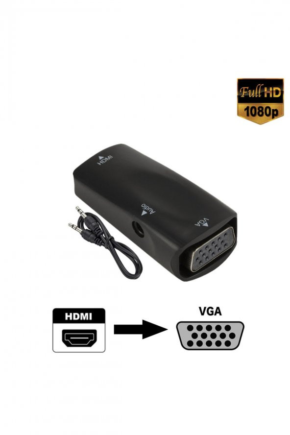 WOZLO Hdmi To Vga Çevirici Dişi Dişi Dönüştürücü Adaptör Ses Çıkışlı Pc Notebook Projeksiyon Receiver