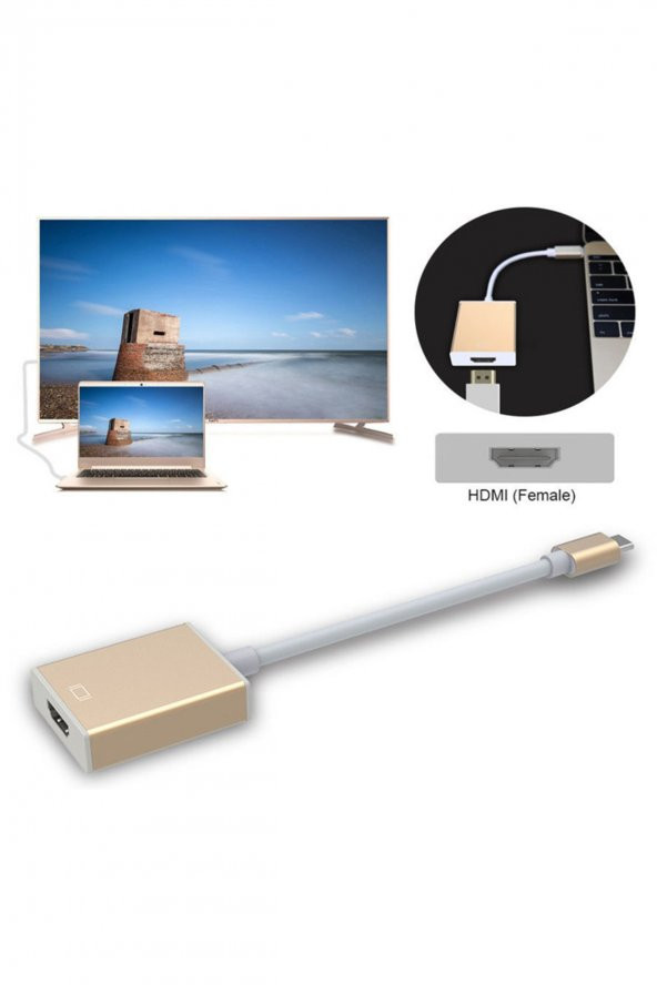 WOZLO Usb 3.1 Type C Usb-c To 4k Hdmı Çevirici Dönüştürücü Adaptör Gold