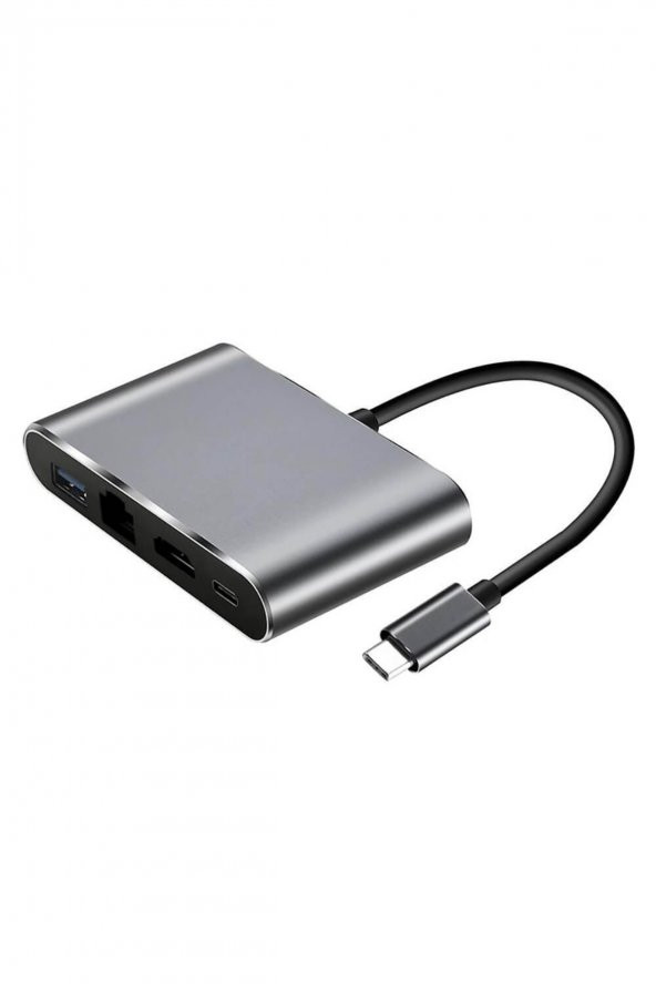 WOZLO 4in1 Type C To Usb 3.0 + Hdmi + Gigabit Ethernet + Type-c Adaptör