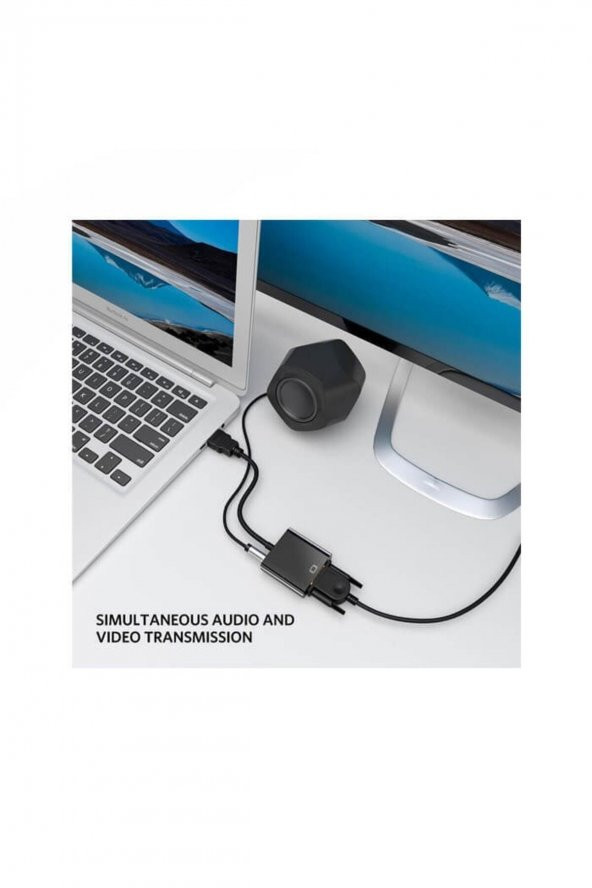 WOZLO Hdmı To Vga Ses Kablo Çevirici Ps3 Pc Notebook Projeksiyon Uyumlu Sesli Adaptör - Resim 3