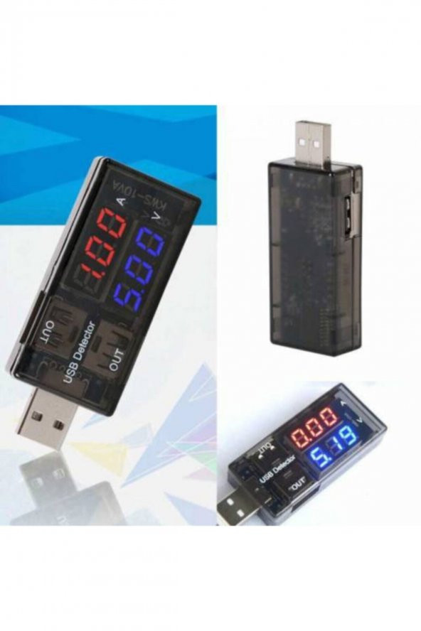 WOZLO Usb Voltmetre, Usb Ampermetre, Usb Akım Ölçer - Çift Usb Çıkışlı - 3