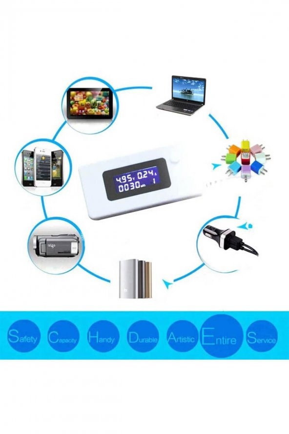 WOZLO Usb Voltmetre Ampermetre Test Cihazı - Dijital Led Göstergeli Usb Volt Amper Ölçer - 3