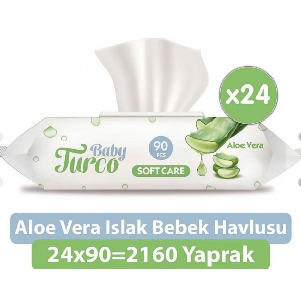 Baby Turco Softcare Aloe Vera Islak Bebek Havlusu 24X90 Yaprak