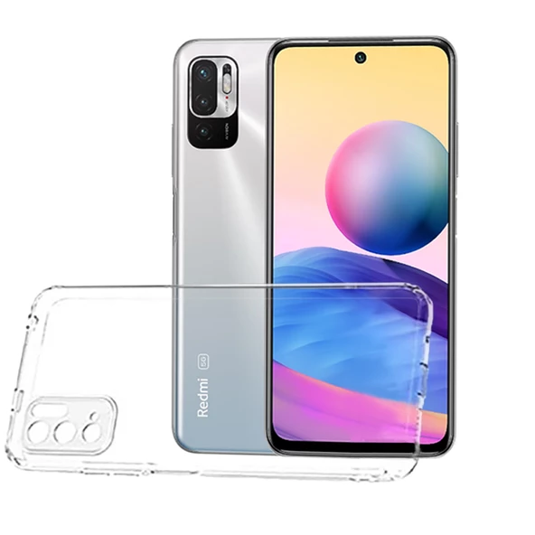 Xiaomi Redmi Note 10 5G Kılıf Kamera Korumalı Silikon Şeffaf Arka Kapak