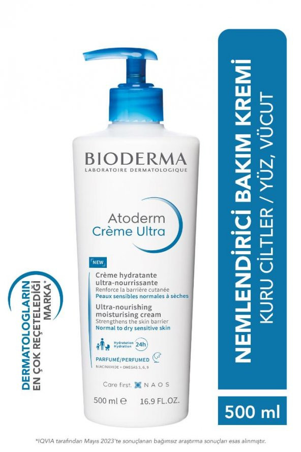 Bioderma Atoderm Cream Ultra Normal Ve Kuru Ciltler Için Nemlendirici Yüz, Vücut Bakım Kremi 500 ml