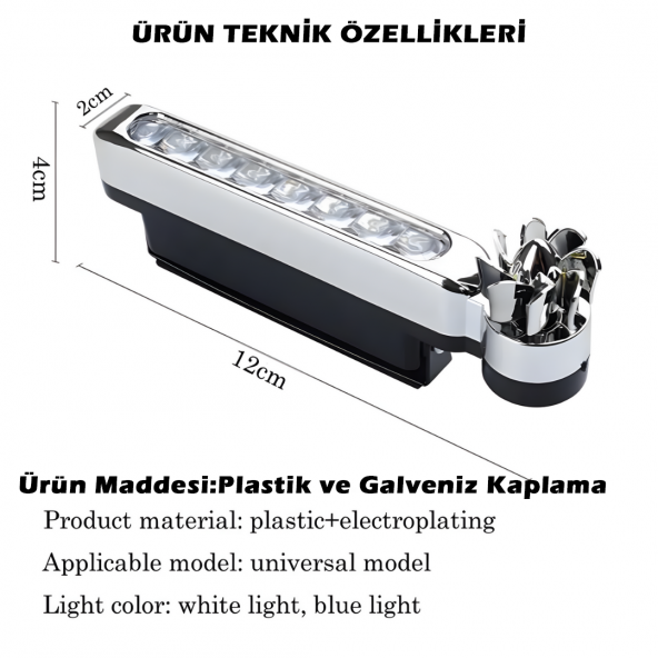 Gündüz Ledi Farı 8 Ledli Su Geçirmez Universal Mavi Işık