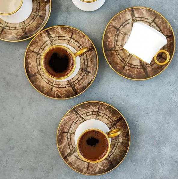 Regna 18 Parça Yaldızlı Çay Kahve Takımı Panama Yaldızlı Epic
