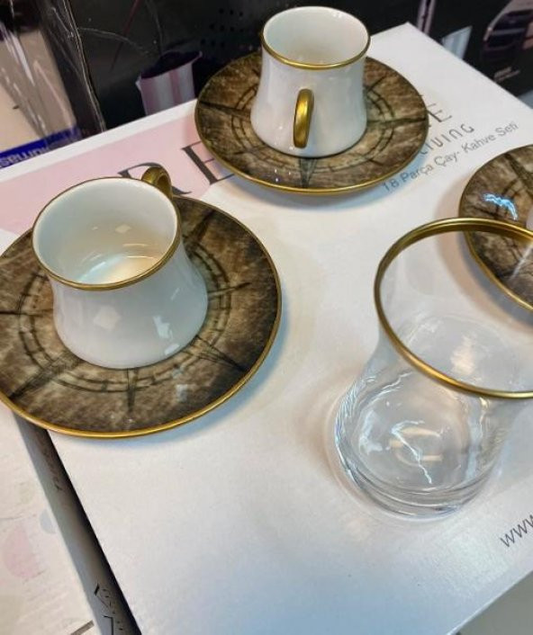 Regna 18 Parça Yaldızlı Çay Kahve Takımı Panama Yaldızlı Epic - 2