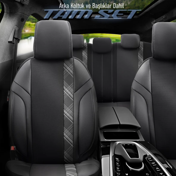 Otom Horizon Series Universal Oto Koltuk Kılıfı Füme-Siyah - 9