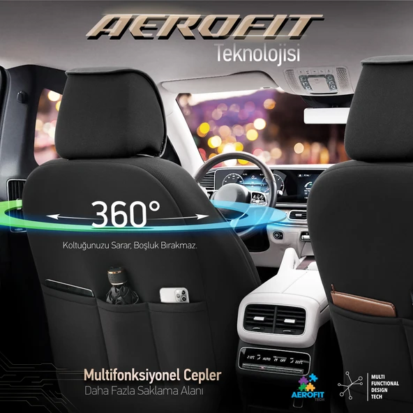 Otom Horizon Series Universal Oto Koltuk Kılıfı Füme-Siyah - 5