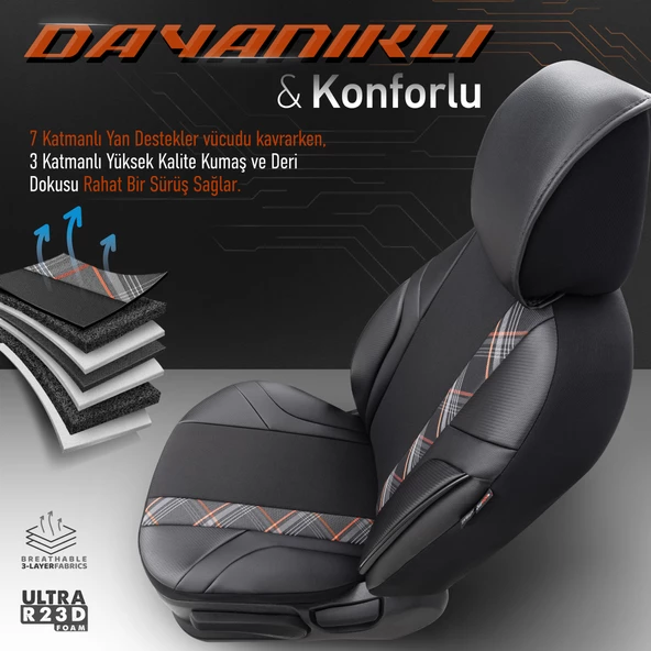 Otom Horizon Series Universal Oto Koltuk Kılıfı  Füme-Siyah - 4