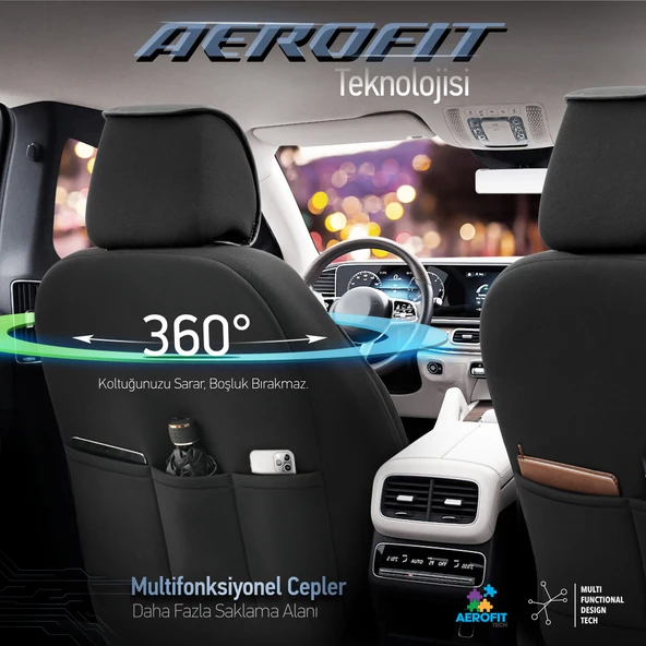 Otom Horizon Series Universal Oto Koltuk Kılıfı Füme-Siyah - 12