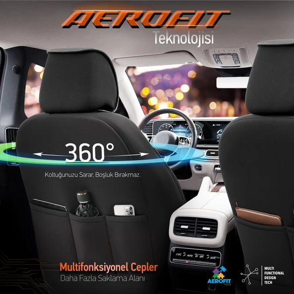 Otom Horizon Series Universal Oto Koltuk Kılıfı  Füme-Siyah - 5